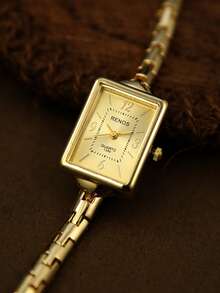 This Fashionable Women's Rectangular Dial Wristwatch, Designed With Exquisite Elegance, Perfect For Commuting - Gold - View 5