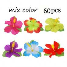 120Pcs Tropical Party Decorations Supplies Tropical Hibiscus Flower For Hawaiian Luau Party Jungle Beach Theme BBQ Birthday Parties Decorations Table Decor - 彩色 - 查看 10