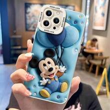 Disney Mickey And Friends Mickey Mouse Phone Case - Cheerful Mickey Mouse Protective Case Holding Blue‑Tone Balloons, Light Blue Wavy Background With Multicolor Polka Dot Accents, Compatible With IPhone 17, 16, 15, 14, 13, 12, 11 Pro Series And Galaxy S22, S23, S24, S25 Models, Ideal For Birthdays, Holidays, Anniversaries, Graduation Gifts, Or Any Special Occasion To Surprise Family, Friends, Classmates, And Loved Ones. - trắng - Xem 2