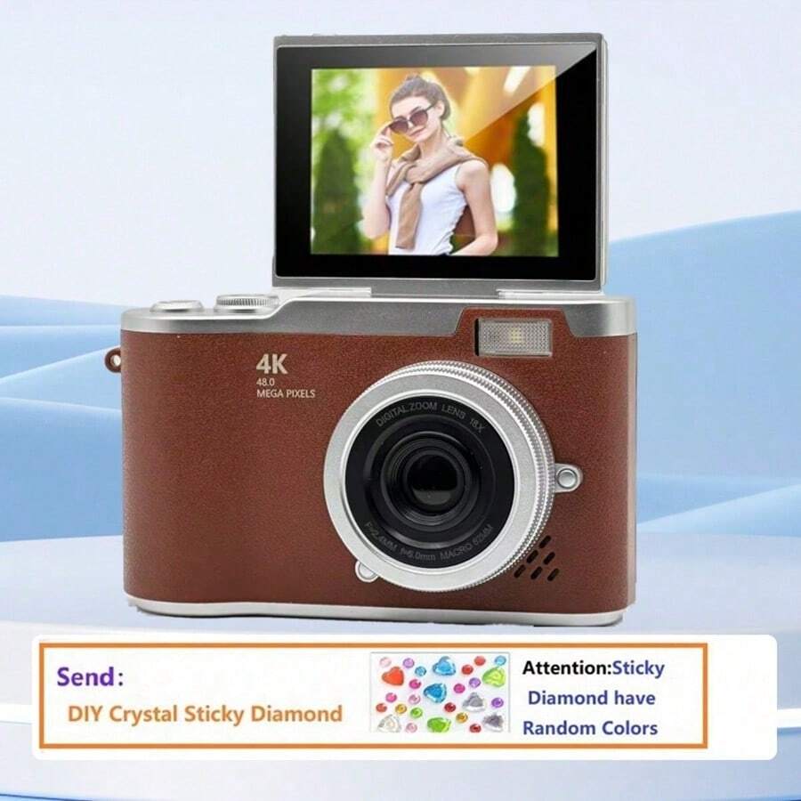 18X Optical Zoom Digital Camera, 2.4" High Definition Rotating Screen, Video Creative Compact Digital Camera, Student Use, CCD Camera, Free DIY Crystal Sticker