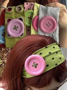 1pc Cute Polka Dot Decor Hair Band, Non-Slip Elastic Hair Accessories, Y2K Aesthetic Daily Wear For Women, Suitable,Casual,Street Style Sport Headband - 紅色帶孔 - 查看 1