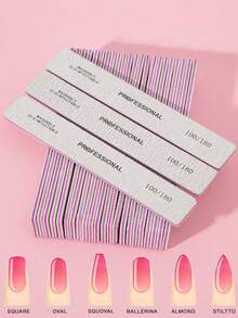 3/5/10pcs Double-Sided 100/180 Grit Reusable Nail Files, Suitable For Natural Nails, Acrylic Nails And Nail Tips, Professional Nail Care Tools For Home And Salon Use - Multicolor - View 5