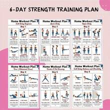 6-Day Fitness Challenge, Including Arms, Legs, Core, Glutes, Chest And Shoulders Exercises, 6 Posters Total. Ideal For Home Workout, Yoga, Dumbbell Training, Shaping And Weight Loss. An Excellent Fitness Guide And Gift - Multicolor - View 8