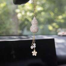 Sparkling Full Diamond Gourd Shaped Rearview Mirror Hanging Ornament, Car Interior Decor, Fashionable Car Accessory, Suitable As Gift - Gourd Pendant - View 3