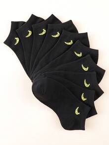 10 Pairs Women's Solid Color Ankle Socks - Black - View 6