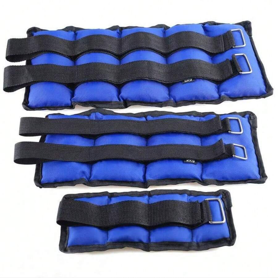 2pcs 6kg/13lb Weighted Training Sandbags, Strength Training Wrist & Ankle Sandbags - Blue - View 1