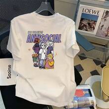 Special: Men's Short Sleeve Summer T-Shirt, Round Neck, Loose Fit, Modern Print, Fashionable Student Sports T-Shirt. - 白色 - 查看 12