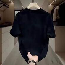 Directly From The Manufacturer, Men's Casual Short-Sleeved T-Shirts, Made Of Heavyweight Long-Staple Cotton, Modern American Style, Available In Large Quantities And In Stock. - 黑色 - 查看 3