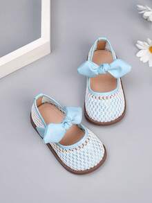 Zapatos de niña pequeña estilo vacaciones con lazo dulce para el verano - Azul - Ver 2