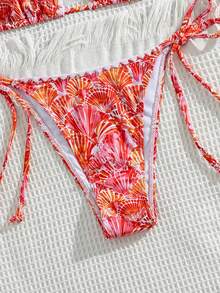 Đồ bơi bikini nữ phong cách tối giản sang chảnh quyến rũ, cổ yếm buộc dây, màu trơn, đi biển du lịch dự tiệc, mẫu mới Xuân/Hè - Hoa vỏ sò nụ trắng - Xem 6