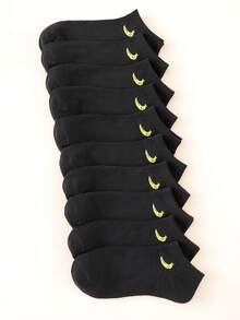 10 Pairs Women's Solid Color Ankle Socks - Black - View 3