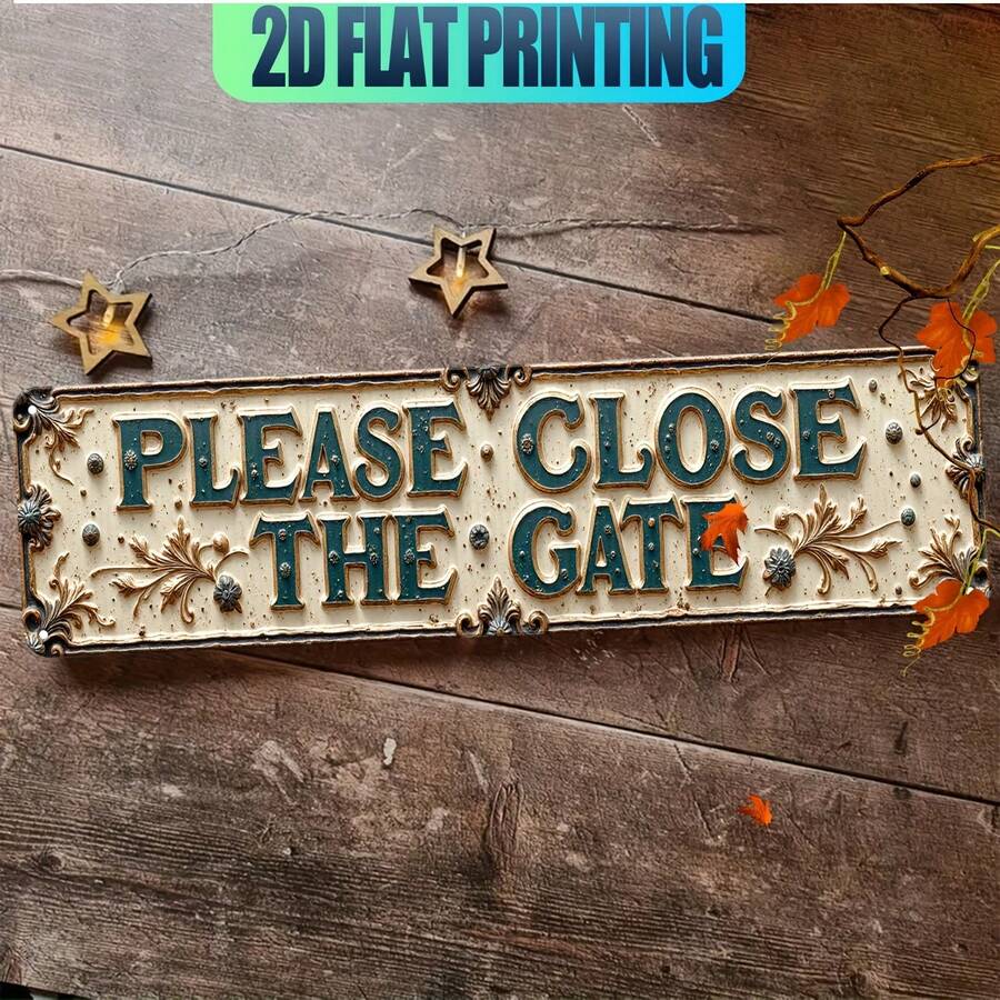 1pc Vintage Style "Please Close Door" Wall Sign | Rustic Metal Decor With Floral Accents, 2D Flat Printed, Easy To Install, Suitable For Home, Farmhouse, Bathroom, Cafe, Garage, Porch, Bedroom - Ideal Gift, Outdoor Metal Decoration (Random Style)