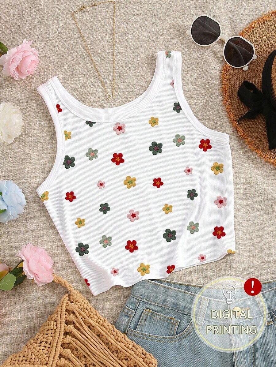 Camiseta ajustada con estampado floral para mujer - Multicolor 5 - Ver 1