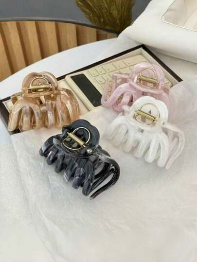 2pcs/4pcs Marble Pattern Bohemian AS (Acrylonitrile Butadiene Styrene) Ink High-End Large Hair Claw Clips, Pumpkin Clips Suitable For Thick Hair, Hair Claw For Bun Hairstyles, Suitable For All Seasons Hair Accessories