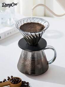 Dengcoo 1pc Pour Over Coffee Maker, V02 Coffee Tool, Coffee Dripper, 20oz/600ml Glass Water Bottle, Glass Poured On The Coffee Drip Filter, With Wooden Base Bracket, Suitable For Home Or Office. - Coffeeware - View 11