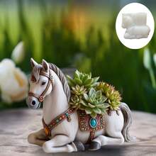 Horse Flower Pot Resin Silicone Mold Cute Horse Plant Vase Flower Pot Decorative Mold Gypsum Mold Cement Mold Concrete Mold - A - View 5