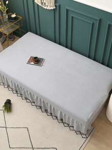 Funda de sofá cama estilo falda de unicolor, funda elástica de fibra de poliéster de cobertura completa, adecuada para sofás sin brazos, simple y de moda, adecuada para todas las estaciones - Gris Claro - Ver 8