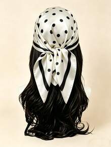 1pc 70*70cm Elegant Fashion Women's Spring Silk Polka Dot Printed Silk Scarf - Multicolor - View 2