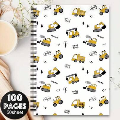 Sổ tay lò xo hình xe tải và máy kéo dễ thương, nhật ký du lịch, sổ kế hoạch học tập, sổ tay học tập vui nhộn, quà tặng học sinh, sổ tổ chức cá nhân cho sinh viên đại học.