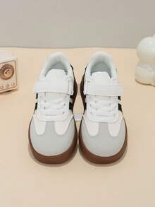 1 Pair Spring/Autumn New Patchwork Fashion Casual Kids Sports Shoes, Round Toe Low-Top Hook & Loop Design Soft Sole Lightweight Breathable Outdoor Training Shoes - Light Grey - View 7