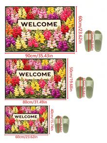 1pc Pink & Red Goldfish & Welcome Pattern Doormat, Farmhouse Style Washable Polyester Fiber Mat, Suitable For Living Room, Kitchen, Bedroom, Entryway, Home Decor, Room Decor, All Seasons - Pink - View 4
