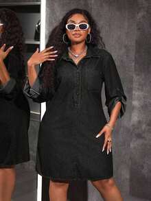 Plus Size Dresses - Black - View 5