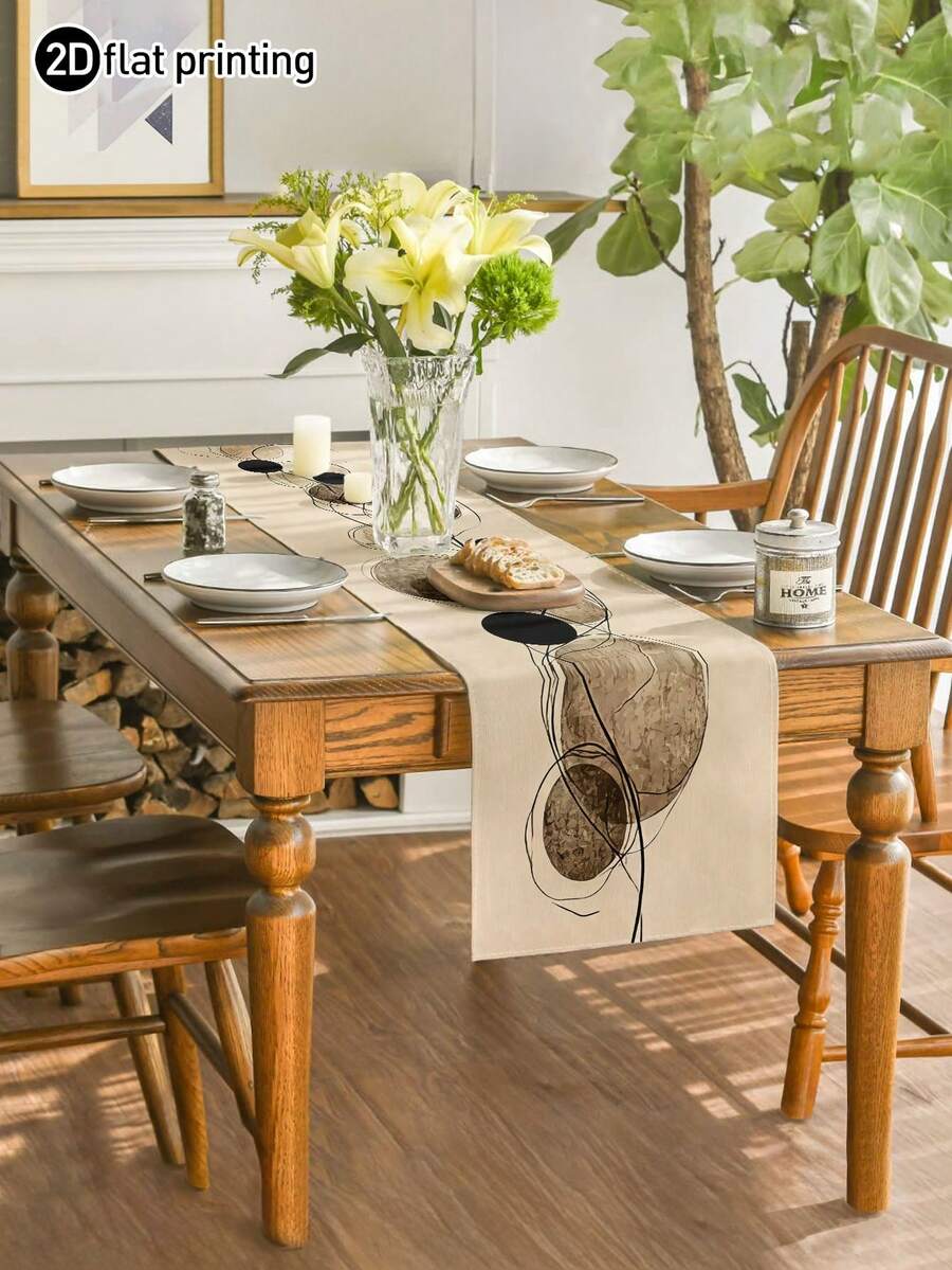 1 pieza Camino de mesa de estilo minimalista de baja saturación, alfombra moderna para sala de estar y comedor, mantel rectangular, lavable, adecuado para cocina, mesa de comedor, fiesta, boda, decoración vintage, entrada, reunión familiar, mesa de café - Multicolor - Ver 1