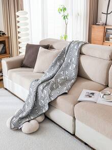 1pc Geometric Pattern High Elasticity Sofa Cover, Minimalist Modern Style Sofa Cushion Cover, Pet-Friendly Anti-Scratch Sofa Protector, Machine Washable Home Decor, Suitable For L-Shaped Combination Sofa And 1/2/3/4 Seater Sofa (Sold Separately) - Khaki - View 4