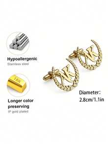1 Pair Customized Initial Stainless Steel Wheat Ear Cufflinks, Waterproof, Rust-Proof, Corrosion-Resistant, Suitable For Daily And Important Occasions, Exclusive Cufflinks For Boyfriend, Husband, Father, Father's Day Jewelry Gift, Personalized Creative Fashion Minimalist DIY Private Customized Holiday Celebration Birthday Gift - Multicolor - View 7