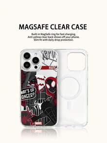 Miniso Marvel 蜘蛛人鋼鐵人卡通男款手機殼，具備磁吸充電功能，適用於 iPhone 17 Pro Max/17 Pro/Air/16 Pro Max/15 Plus/14/13/17/15Pro/12 Pro/11/16 Plus 及其他手機型號，防震耐刮保護殼 - 無色 - 查看 2