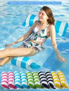 1pc Foldable Inflatable Water Hammock Lounger, 4-In-1 Multifunctional Floating Mat, Adult Size, PVC Material, Pool/Beach/Travel, Portable, Family Pool Party, Summer Water Leisure Gear, Ideal Holiday Gift - A - View 12
