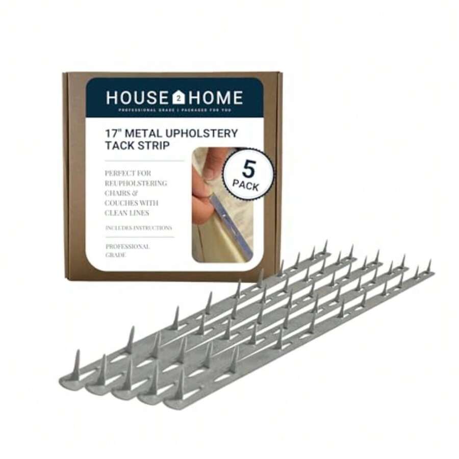 17" Upholstery Metal Tack Strips, Fabric Reupholstery Supplies For Furniture, Couch, Chair, And Sofa, Includes Instructions, 5-Pack - Silver - View 1
