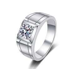 Anillo para hombre Swaro S925 de plata esterlina con tamaño ajustable, forma de pirámide, acabado mate, diseño simple y audaz, con diamante moissanita de 0.5 y 1 quilate. - 50 puntos Mozambique - Ver 5