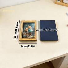 1 Piece Of Adventure Cat-Themed Wooden Refrigerator Magnet, Mini Size, Fun Cat Design, Vintage Adventure Style, Exquisite Miniature, Adds Unique Charm To The Kitchen Refrigerator Door, A Gift For Friends. Three Is Full Of Magnets. - 3.15英寸*2.36英寸 - 查看 4