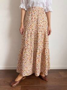 Chân váy dài maxi nữ 2026 mùa hè màu be họa tiết hoa, cạp cao nhiều lớp, phong cách Bohemian lãng mạn, đi chơi, hẹn hò, du lịch, dã ngoại, phong cách đồng quê, thẩm mỹ Pháp cổ điển, váy dài đi nghỉ dưỡng - Nhiều màu - Xem 6