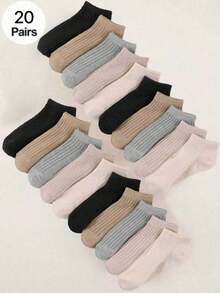10 Pares/20 Pares de Meias de Palhaço Estilo Japonês Minimalista e Elegante, Confortáveis e Respiráveis, Adequadas para Combinar com Tênis - Multicolorido - Visão 10