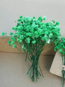 25/52/102/298 piezas Flores artificiales blancas mini de Paniculata falsa, relleno de jarrón, decoración para boda, hogar, oficina, fiesta, elaboración de tarjetas, manualidades DIY - Verde - Ver 5