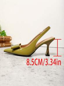 Sandalias de tacón alto con lazo de strass para mujer - Verde militar - Ver 7