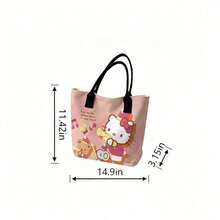 Miniso 三丽鸥Hello Kitty行进乐队帆布手提包，粉色单肩包，日常使用 - 粉色 - 查看 3