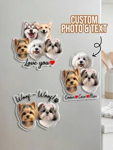 1pc Custom Multi-Pet Photo Magnet, Personalized Dog Fridge Magnet With Custom Names & Cute Quote, Perfect Pet Lover Gift, Kitchen Decor For Pet Owner - Multicolor - View 2