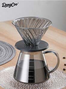 Dengcoo 1pc Pour Over Coffee Maker, V02 Coffee Tool, Coffee Dripper, 20oz/600ml Glass Water Bottle, Glass Poured On The Coffee Drip Filter, With Wooden Base Bracket, Suitable For Home Or Office. - Coffeeware - View 3