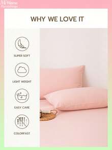 1pc Pink Pillowcase, Soft & Comfortable Bedding, Available In Multiple Colors, Suitable For Dorm Rooms, Simple & Fashionable Home Decor, Soft & Cozy Bedroom Linens, Machine Washable Without Filling - Pink - View 7
