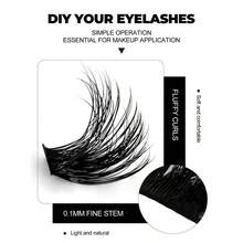 Las pestañas grueineya DIY se extienden en estilo mixto, las pestañas personales se extienden en las pestañas falsas de maquillaje DIY - rosa03-15 filas - Ver 6
