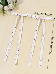 2pcs Minimalist Versatile Bowknot Long Ribbon Hair Clips,Hair Barrettes,Hair Claws - White Spots - View 5