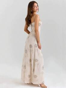 Vestido largo tirantes bordado estilo vintage francés con camisa amarrada - Blanco - Ver 4