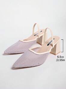 New Chinese Style White High Heel Mules, Pointed Toe Lace Embroidery Convertible Sandals For Women - Mauve Purple - View 7