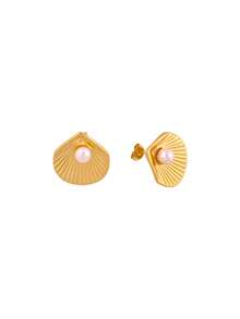 Stainless Steel Earrings For Women, 1 Pair Fashion Design Stainless Steel Earring Set, Women's Daily Wear Party Holiday Gift Beach Accessory, Versatile Casual Vintage INS Style Earrings, Also Suitable As Surprise Gift For Valentine's Day, Birthday, Mother's Day, Thanksgiving Or Vacation, Elegant Gold Earrings - Gold - View 13