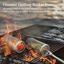 Outdoor Rotating Grill Basket And Accessories Set - Includes Forks, Hooks And Grill Basket; Easy To Clean; Perfect For Grilling Vegetables And Meats; Suitable For All Grills And Smokers; Camping Essential; Great Gift For Men Or Father's Day - A - View 4