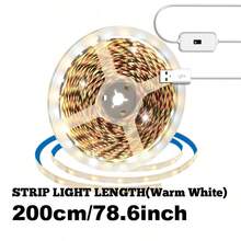 5V USB供電感應式智能LED燈條，手揮感應開關燈，免觸摸啟動，柔和護眼光，自黏式免鑽孔免安裝，櫥櫃燈，電視背景牆補光燈，居家裝飾氛圍燈，節日婚禮派對氛圍燈，小節日禮物 | LED燈，臥室LED燈，臥室裝飾，LED燈條，房間裝飾 - 暖白光 - 查看 15