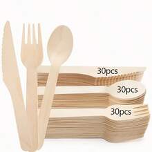 Set Peralatan Makan Kayu, Termasuk Pisau, Garpu, dan Sendok untuk Pesta, Liburan, Ulang Tahun, Pernikahan, dan Dekorasi Rumah, Cocok untuk Dapur Rumah Tangga, Restoran, Hotel, Perlengkapan Dapur, dan Tambahan Peralatan Makan - MultiWarna - View 17